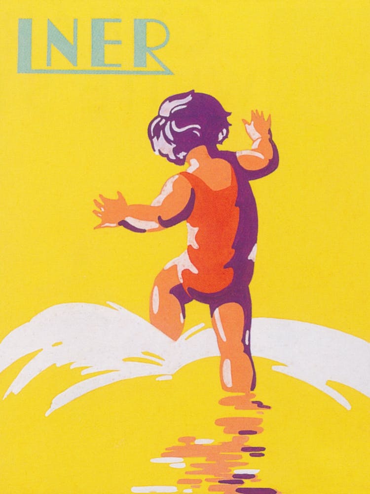Little Girl on Beach Vintage Travel Poster