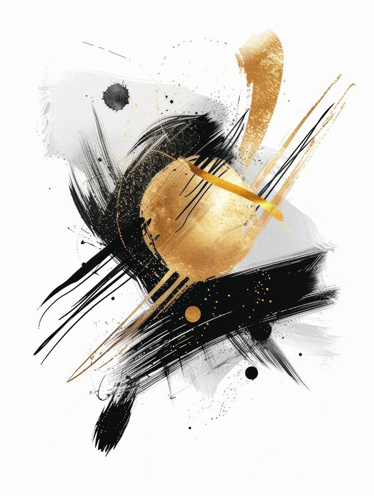 Abstraktes Gold-Schwarz-Gemälde 36