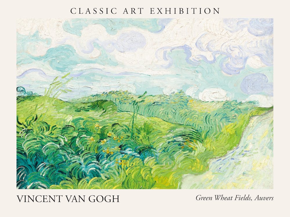 Green Wheat Fields, Auvers, Vincent Van Gogh Poster