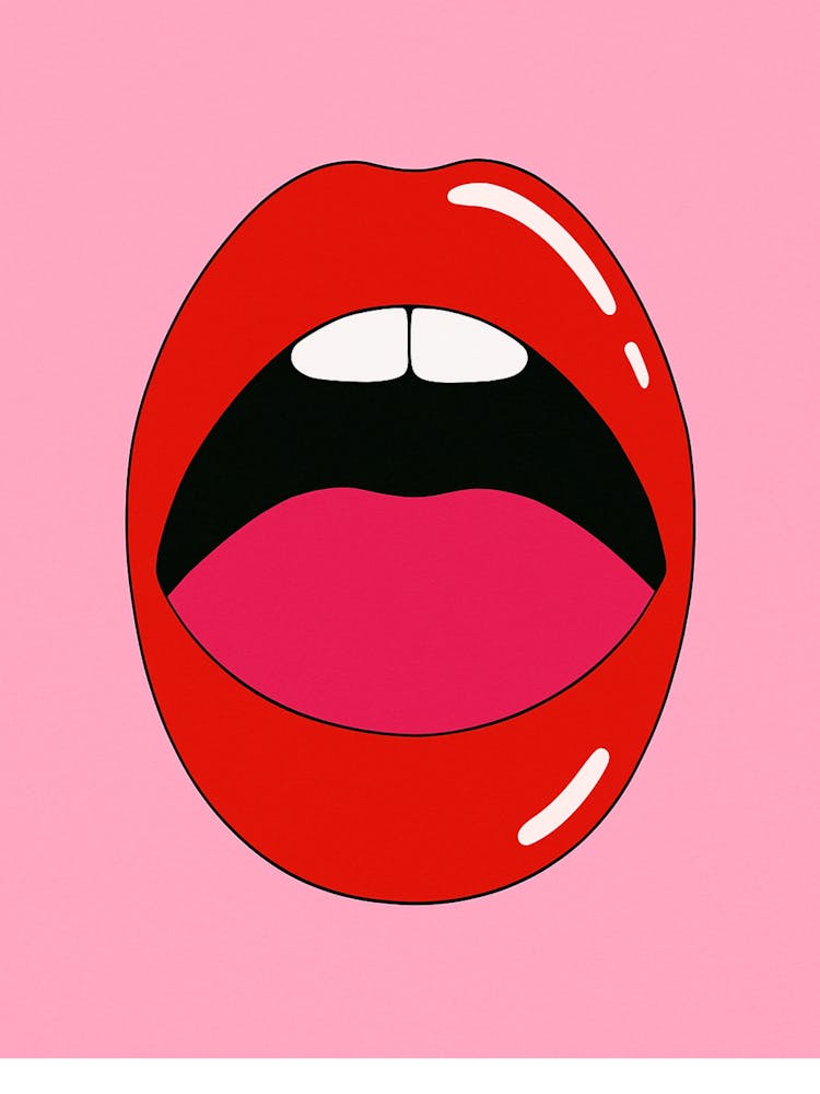 Lips On A Pink Background