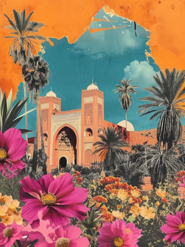 Marokko Blumiger Retro-Collage-Stil 3