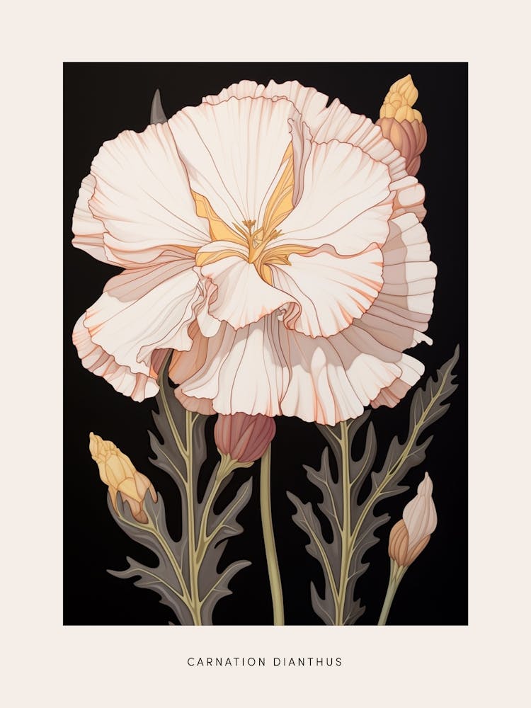 Flower Illustration Carnation Dianthus 8 Poster