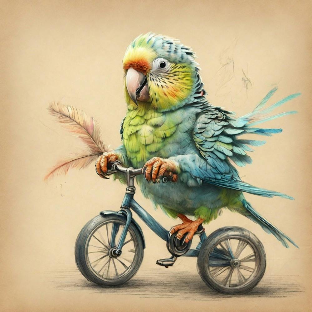 Parrot On A Bike