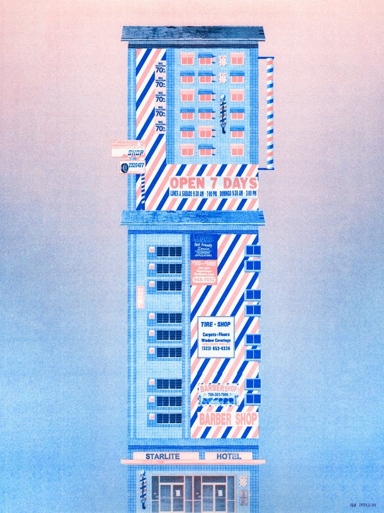 Barbershop Blue & Orange Risograph