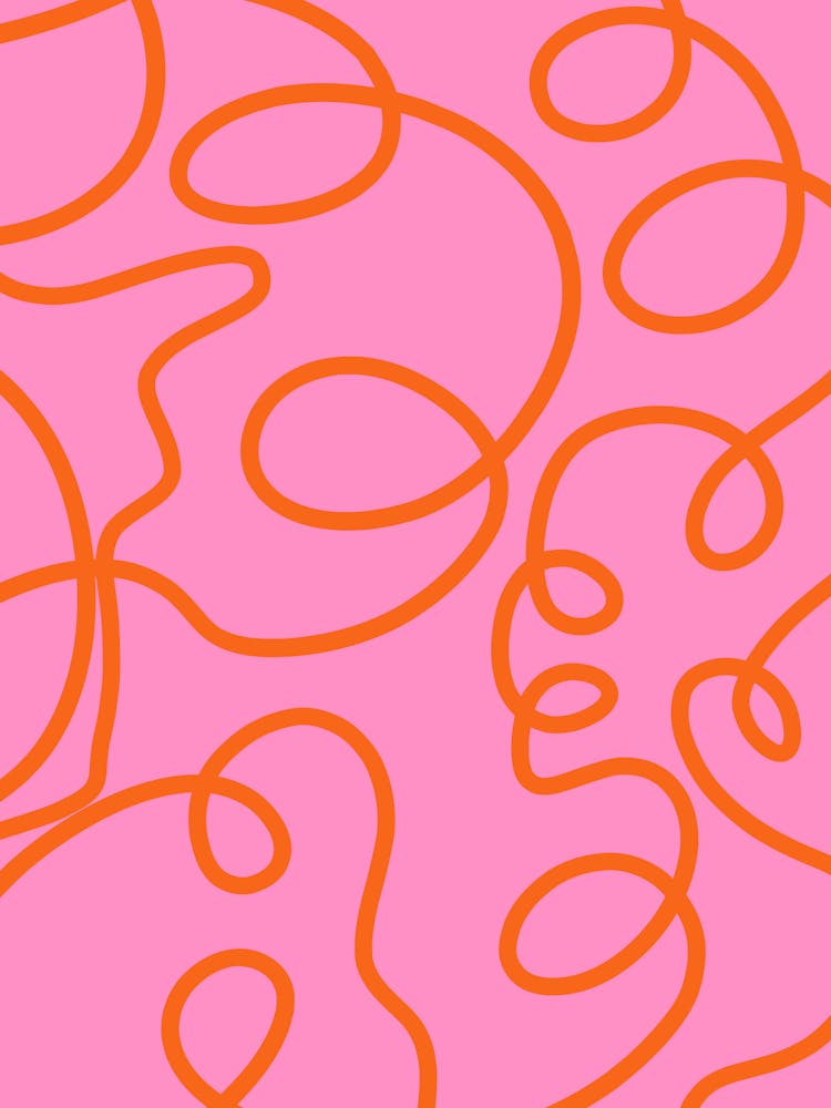 Pink And Orange Abstract Lines Brush Strokes
