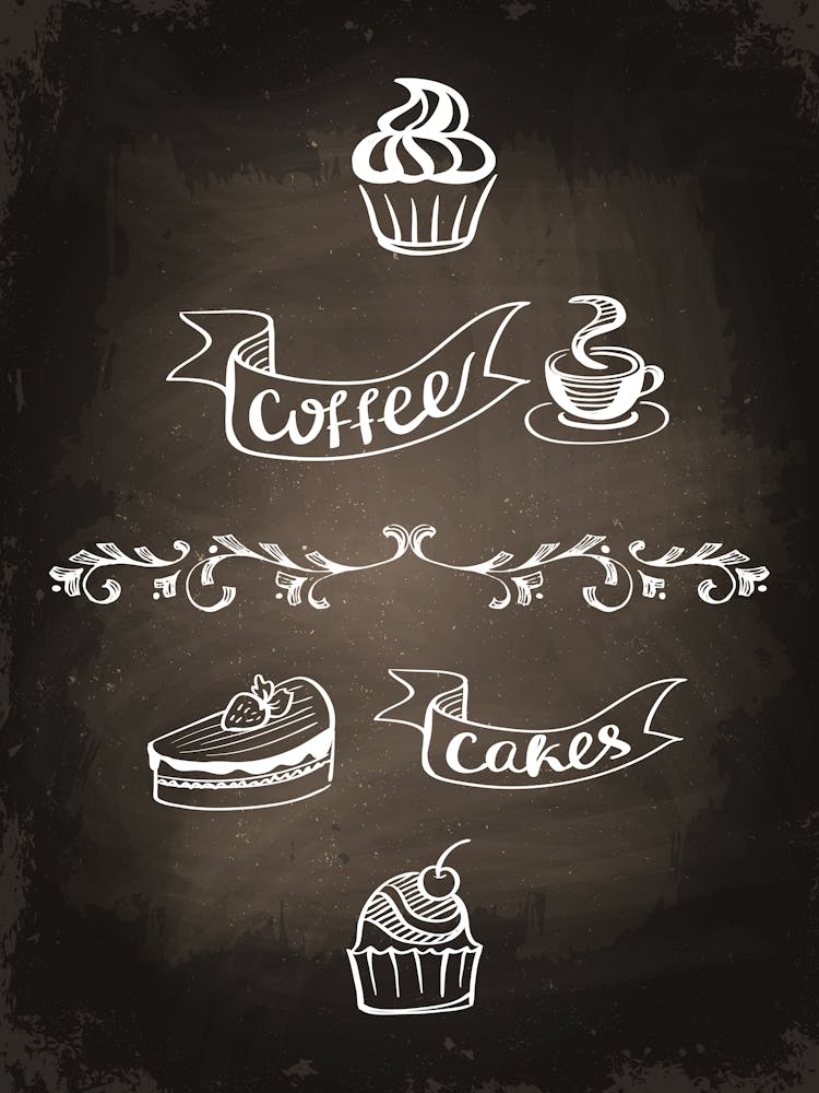 Chalkboard — Coffee poster, kitchen print, lettering 1