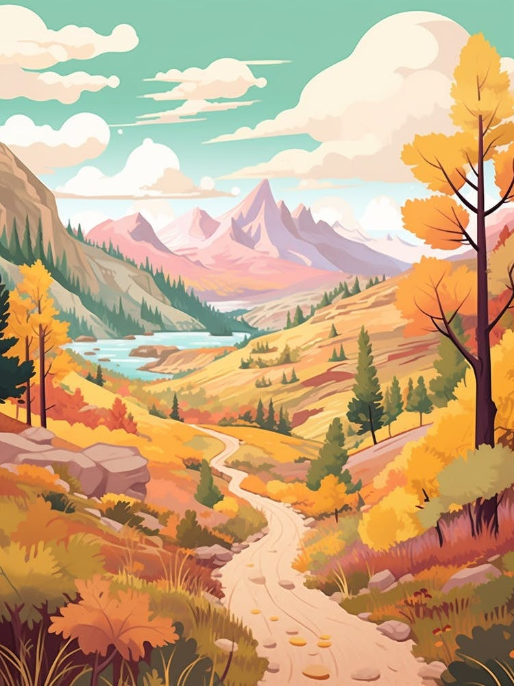 W Trek Hike In Chile Hike Illustration