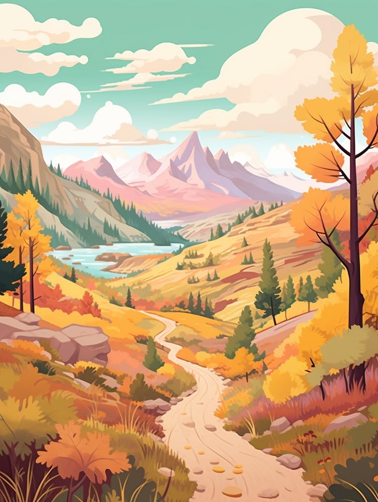 W Trek Hike In Chile Hike Illustration