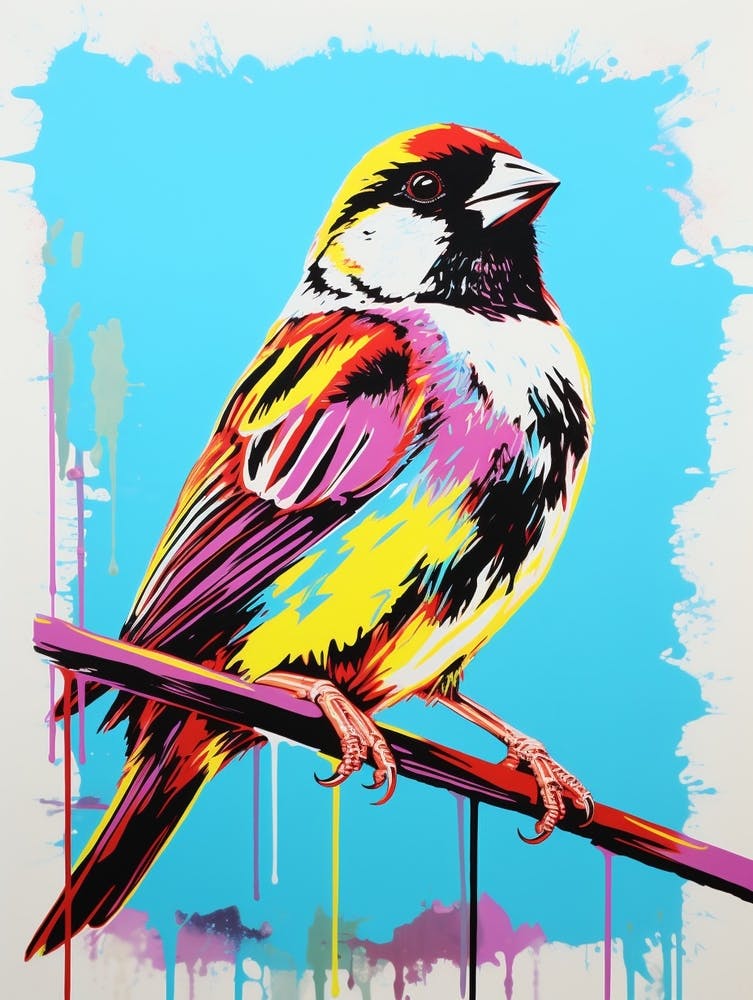 Andy Warhol Style Bird House Sparrow 3
