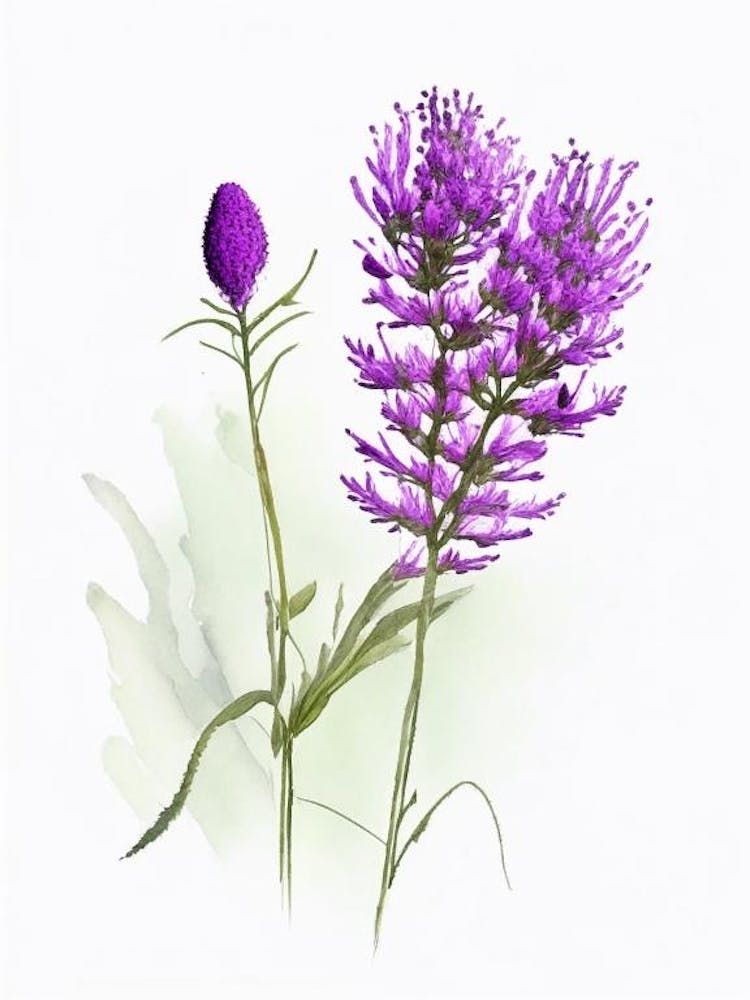 Purple Prairie Clover Wildflower Watercolour
