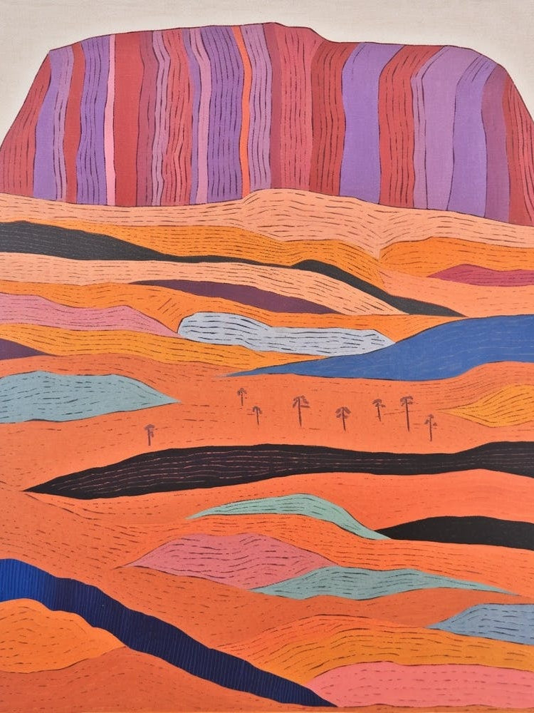 Uluru Australia 3 Colourful Mountain Illustration