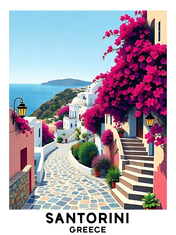 Santorini - Greece Vintage Travel Poster 18