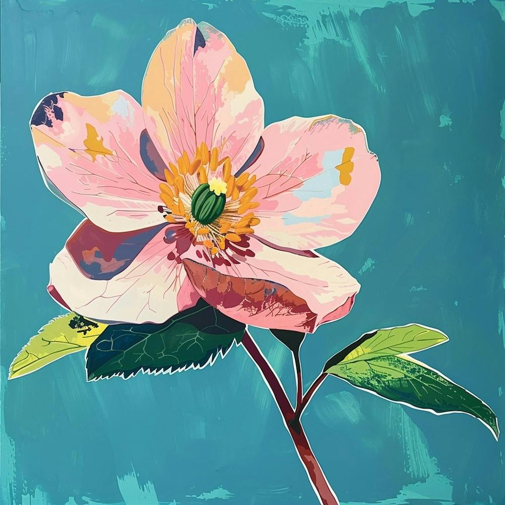 Hellebore 2 Square Flower Illustration