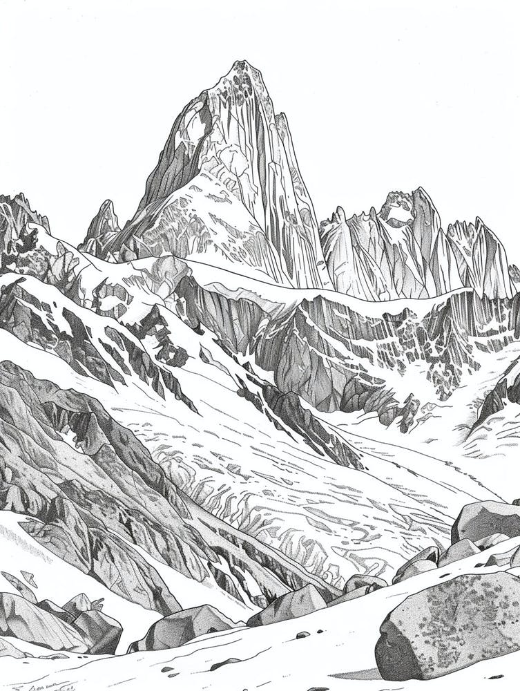 Aconcagua Argentina Line Drawing 7