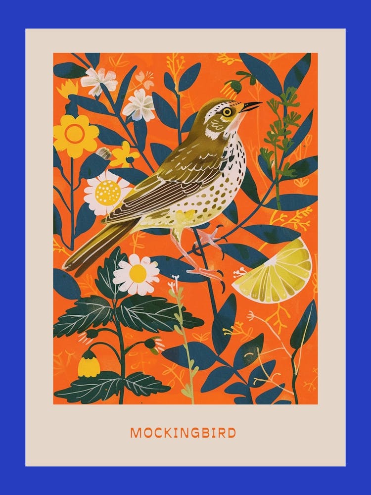 Spring Birds Poster Mockingbird 2
