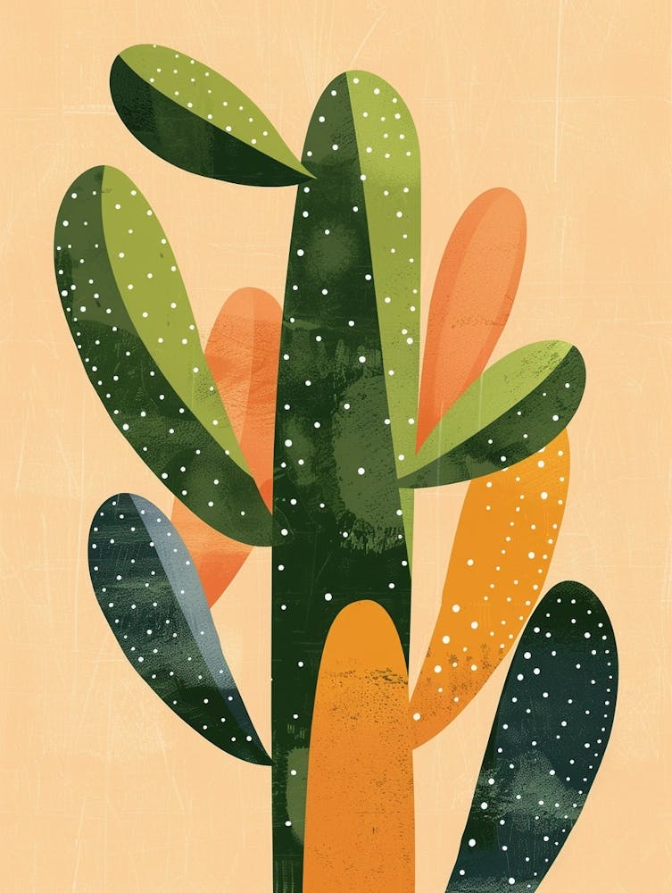 Rat Tail Cactus Minimalist Abstract Illustration 8