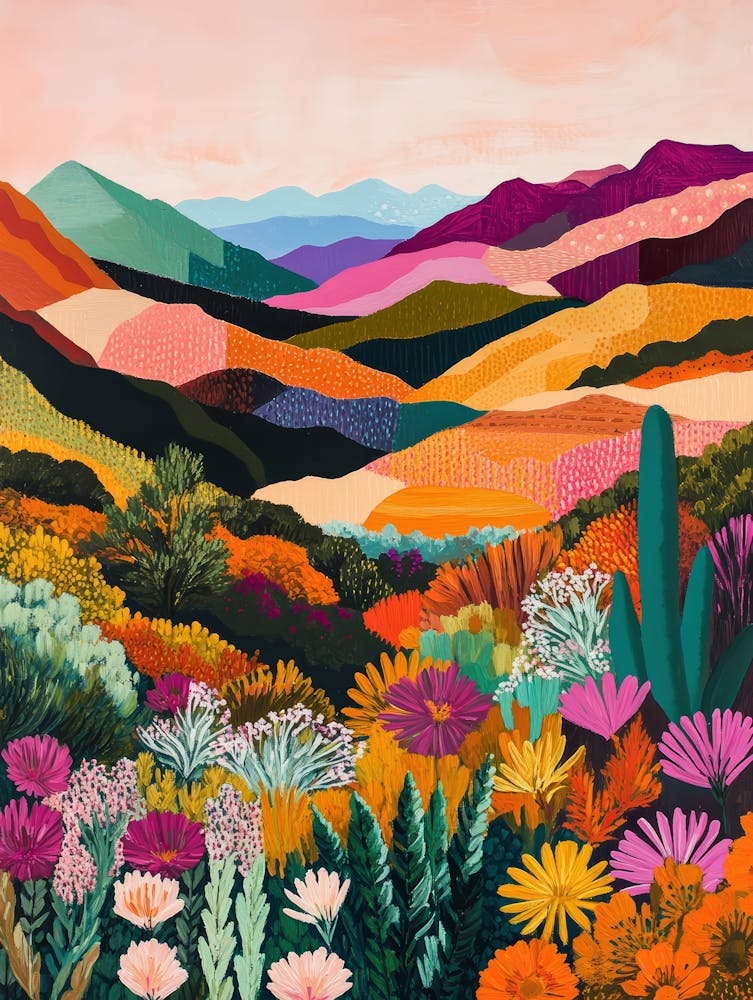 Colorful Landscape With Mountain and Flowers 9