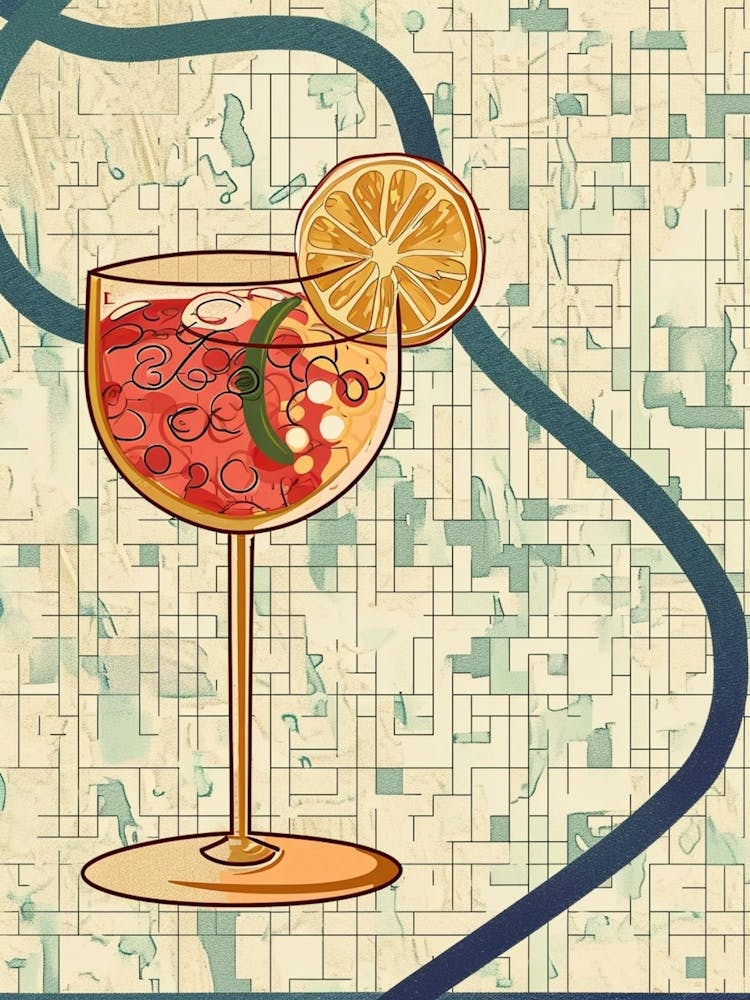 Fruity Cocktail With Geometric Background 2