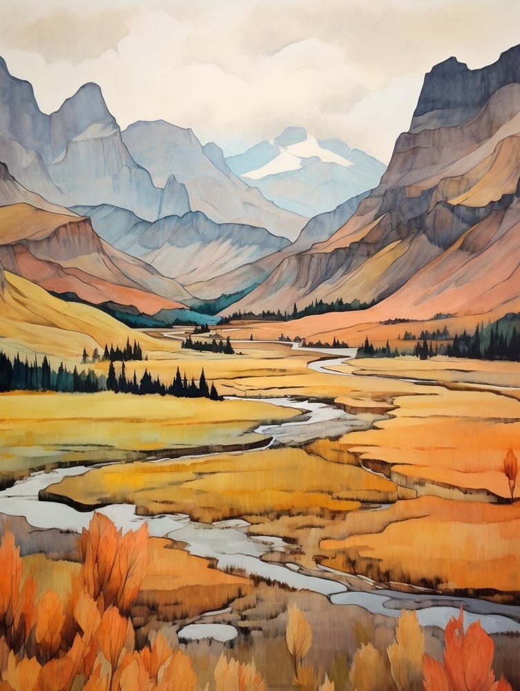 Autumn National Park Painting Banff National Park Alberta Canada 1