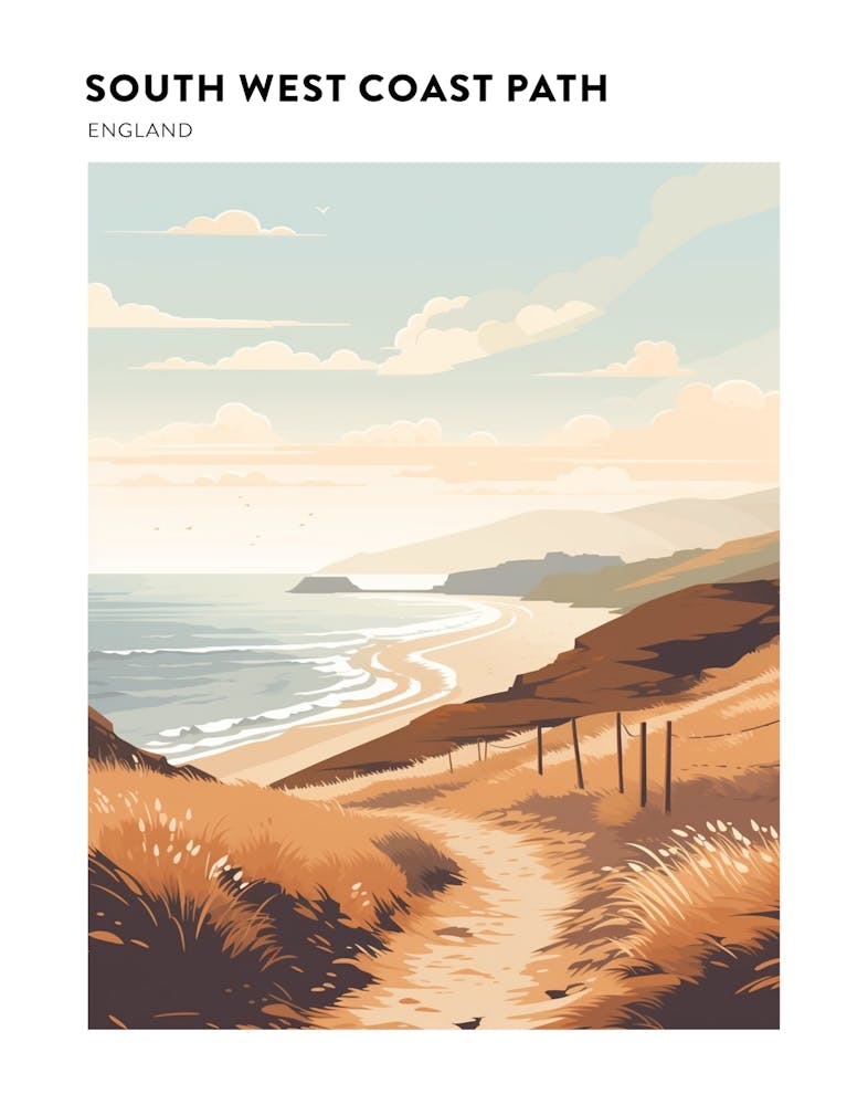 South West Coast Path Angleterre 5 - Affiche Paysage Sentier de Randonnée