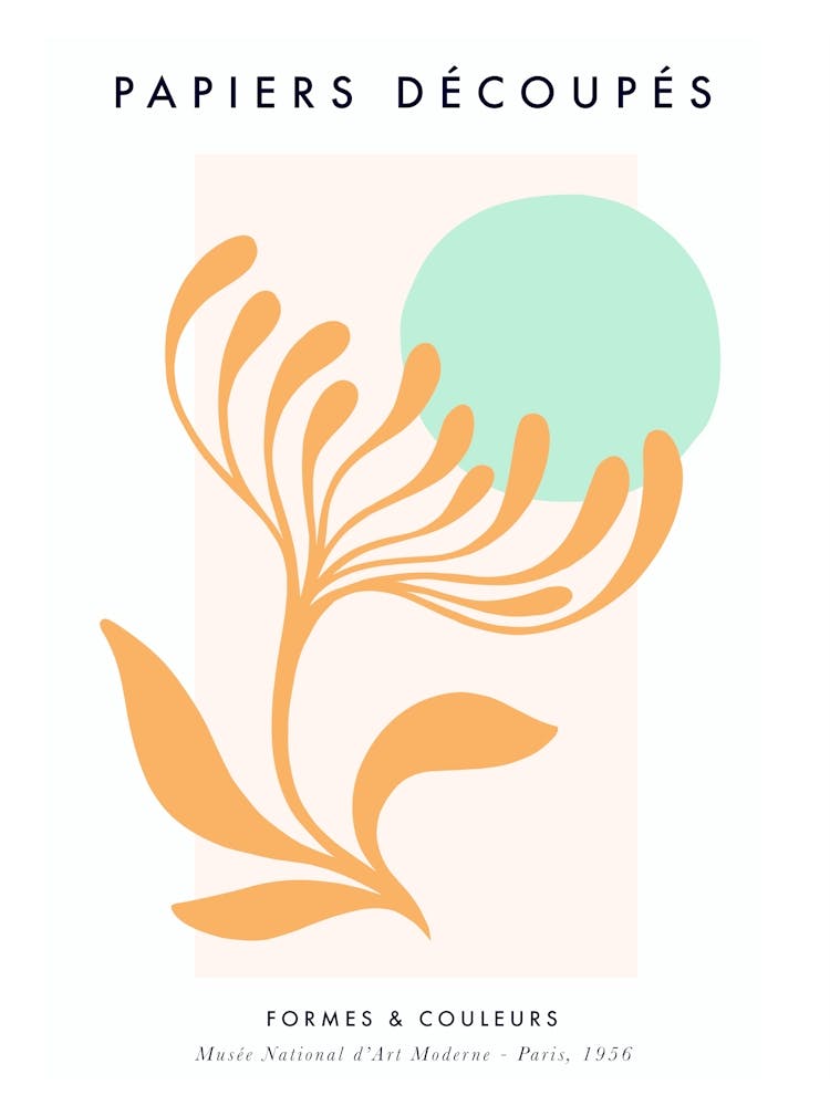 Serene Matisse Abstract Cut-out Floral on Sun - Mint Peach Fuzz