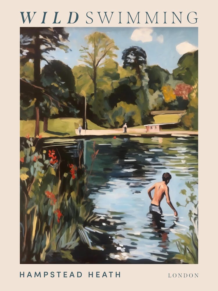 Wild Swimming At Hampstead Heath London 1 Poster