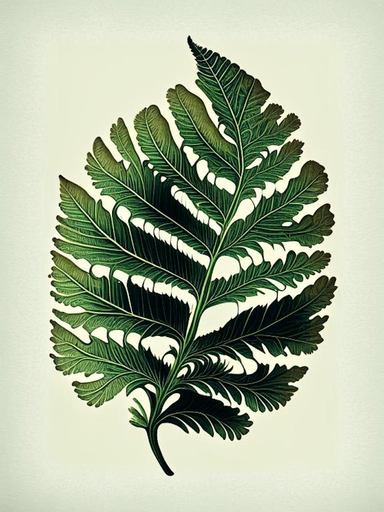 Maidenhair Fern Leaf Vintage Botanical