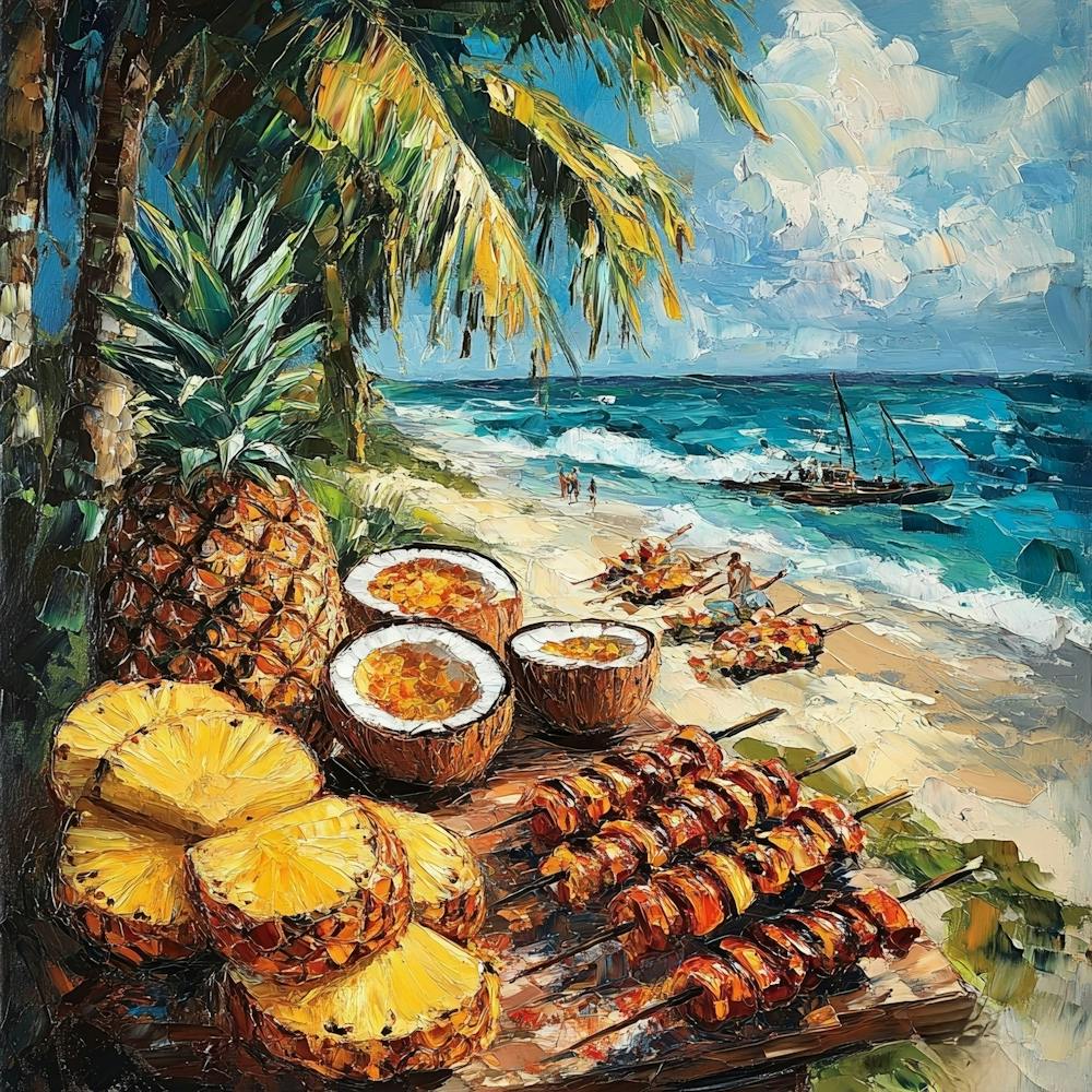 Grilled Pineapples On The Beach Art