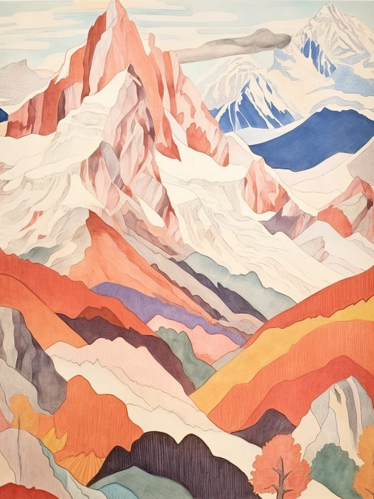 Alpamayo Peru 4 Colourful Mountain Illustration
