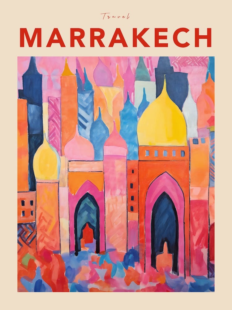 Marrakech Morocco Fauvist Travel Poster