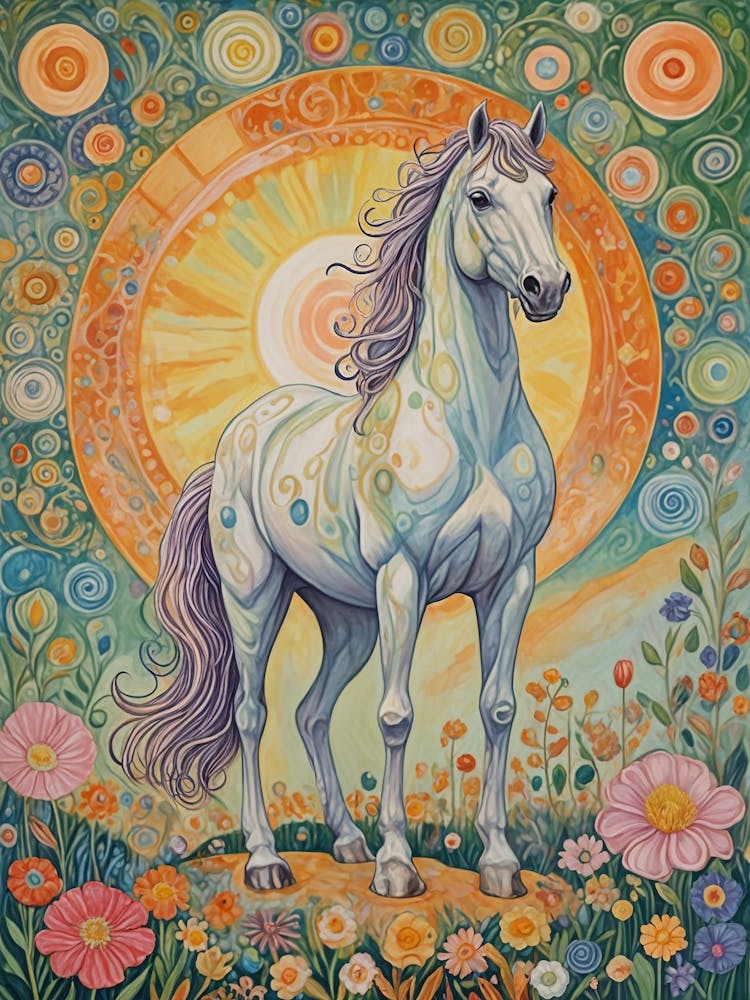 Horse In The Floral Sun