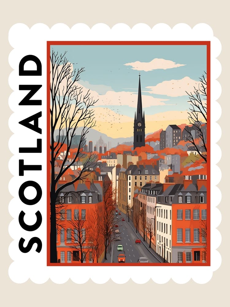 Retro Winter Stamp Poster Edinburgh Scotland 2