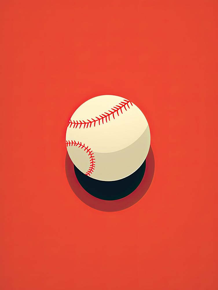 Baseball Ball On Red Background