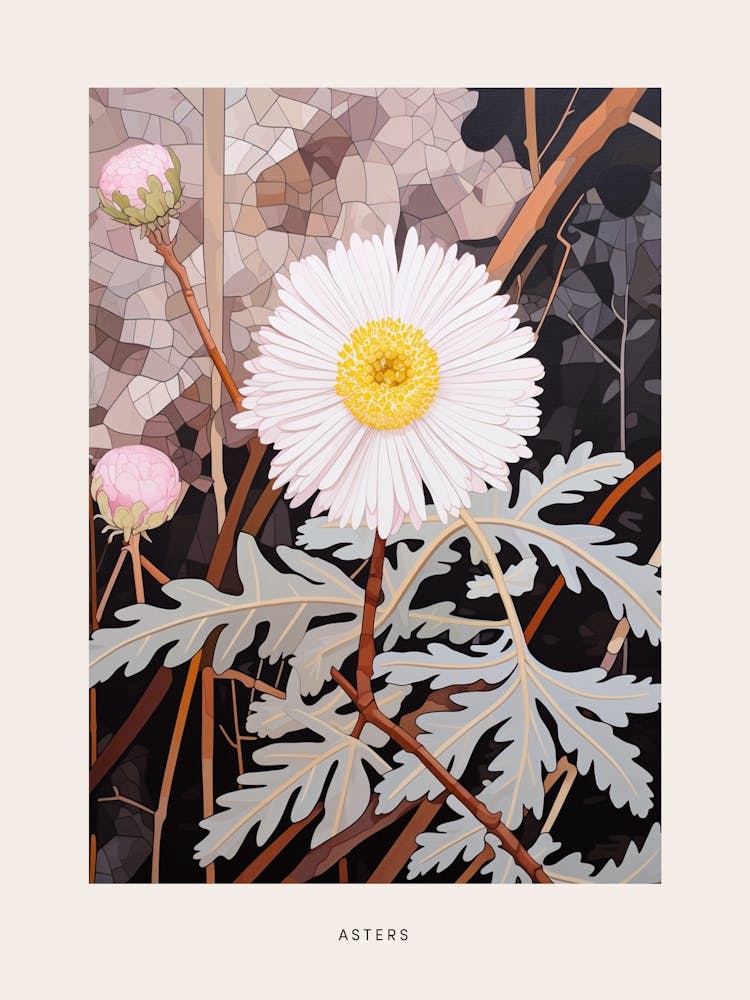Flower Illustration Asters 5 Poster