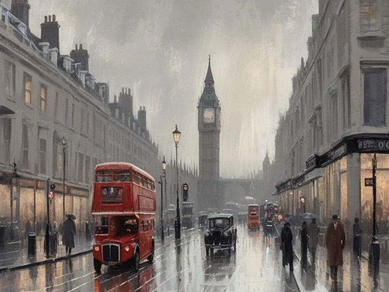Vintage London On A Rainy Day travel postar wallart print