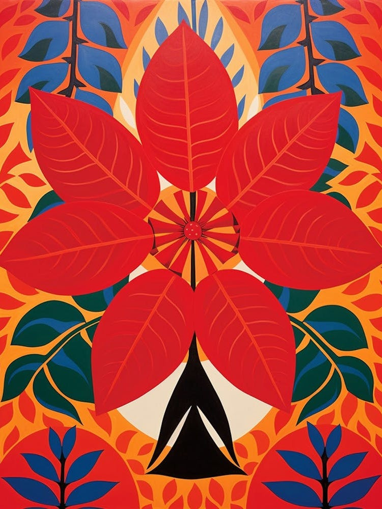 Flower Motif Painting Poinsettia 1