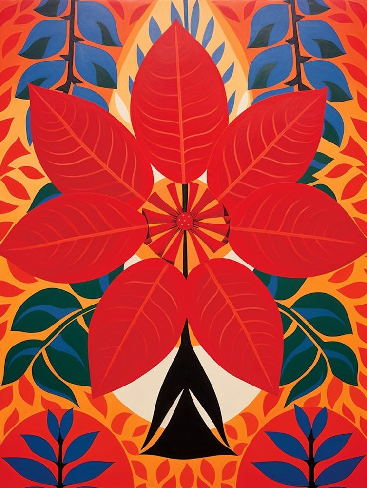 Flower Motif Painting Poinsettia 1