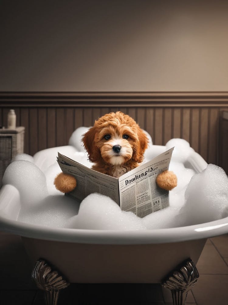 Cockapoo Soaking In The Bath