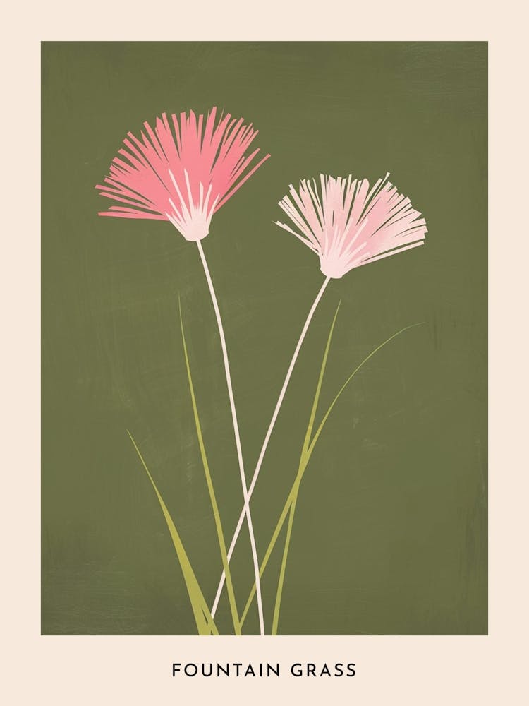 Herbe aux Écouvillons Rose et Verte 2 - Affiche Fleur