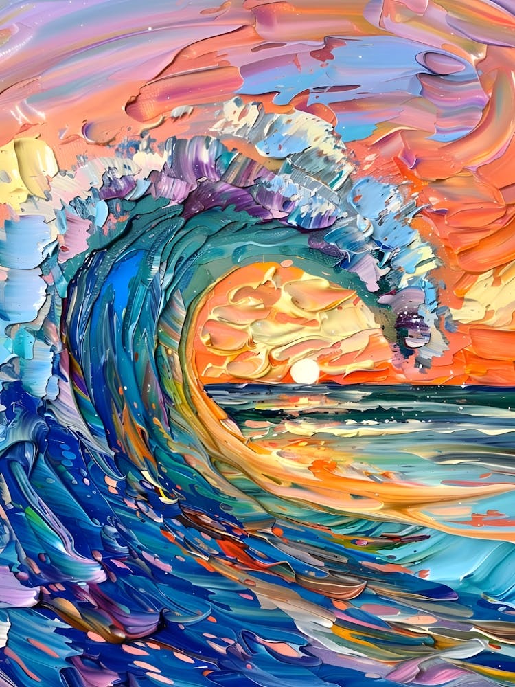 Colourful Wave Painting Surf Print