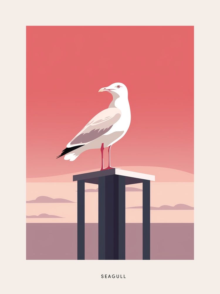 Minimalist Seagull 2 Bird Poster