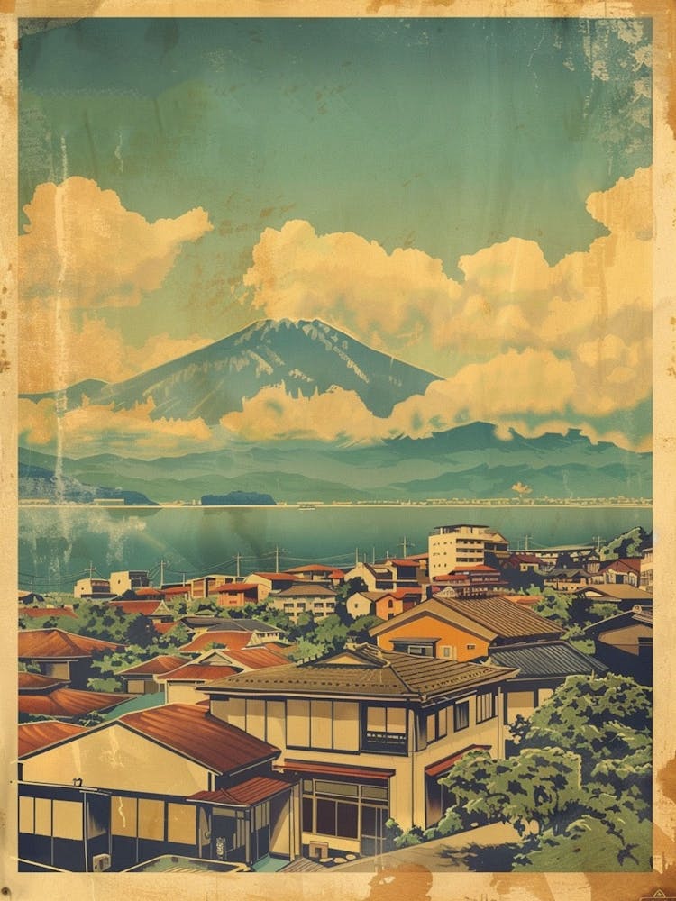 Mount Fuji Japan Mid Century Modern