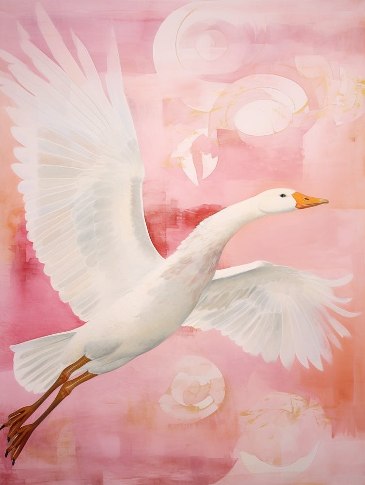 Pink Ethereal Bird Painting Goose 1