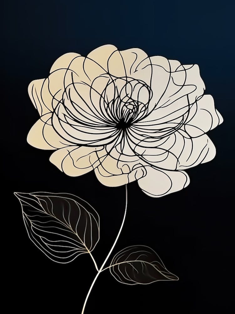 Dahlia Line Art Flowers Illustration Neutral 4