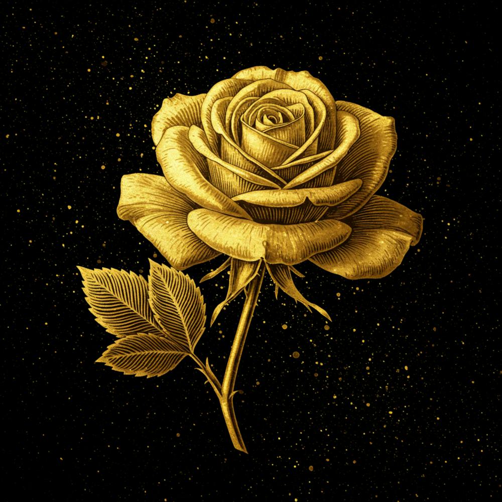 Elegant Gold Rose floral art