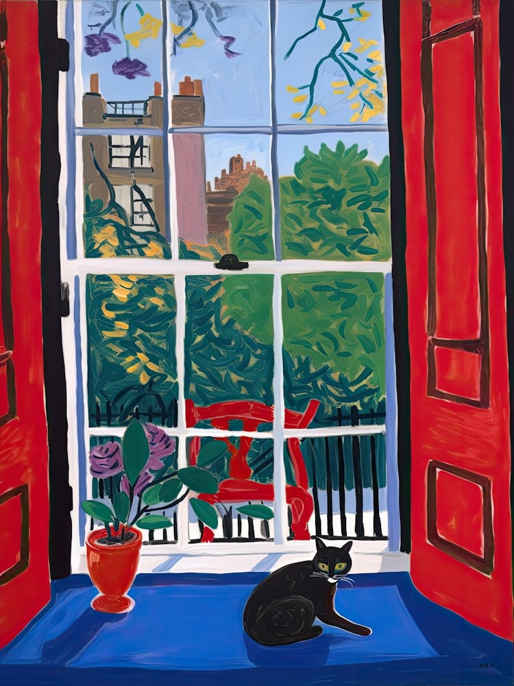 Open Window With Cat Matisse Style London 4