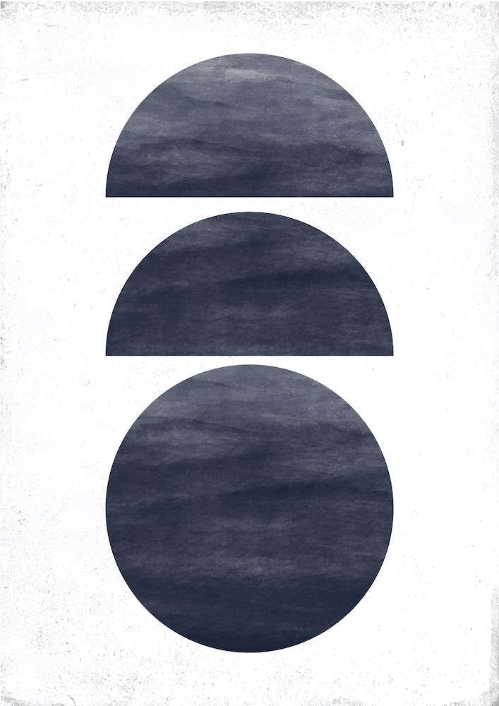 Dull Blue Half And Full Circle Abstract II