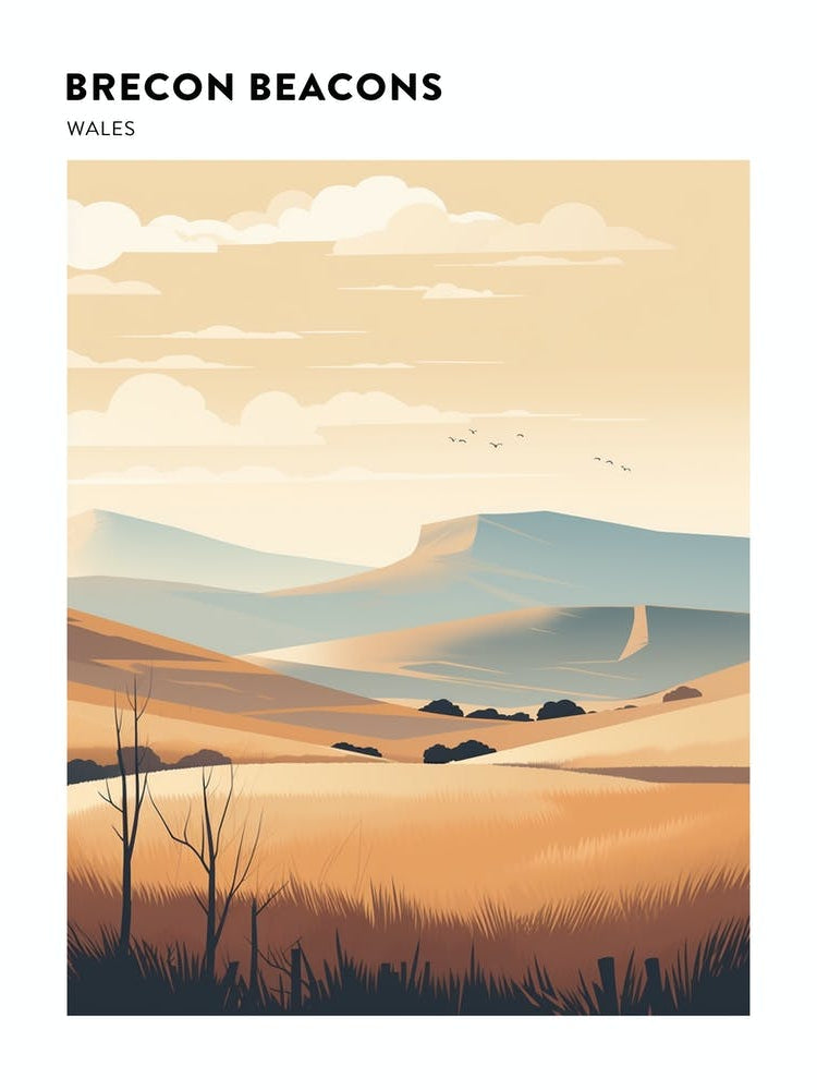 Brecon Beacons National Park Wales 2 Hiking Trail Landscape Poster