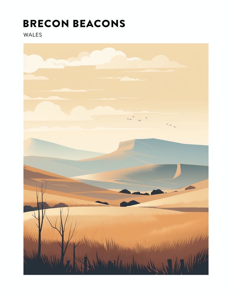 Brecon Beacons National Park Wales 2 Hiking Trail Landscape Poster