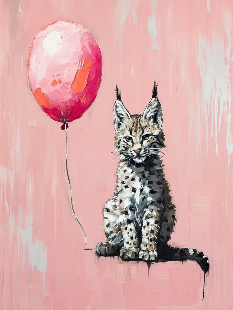 Cute Bobcat With Balloon